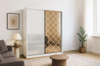 Szafa Caro 203 cm z Lustrem - Biały