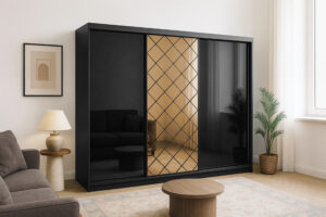 Szafa Caro 250 cm z Lustrem - Czarny