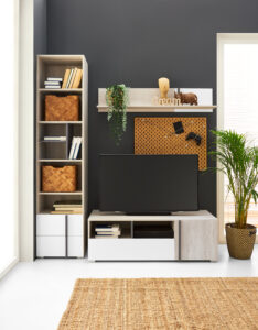 Zestaw mebli młodzieżowych Remo - Dąb Wilton Biały / Biały Lux / Antracyt