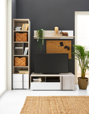 Zestaw mebli młodzieżowych Remo - Dąb Wilton Biały / Biały Lux / Antracyt