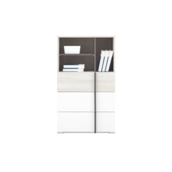 Regał / Komoda Remo RM7 - Dąb Wilton Biały / Biały Lux / Antracyt