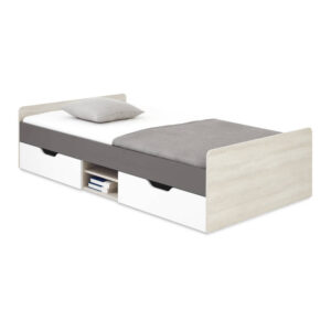 Łóżko Remo RM16 L/P 90x200 - Dąb Wilton Biały / Biały Lux / Antracyt