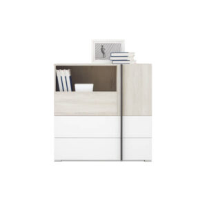 Komoda Remo RM8 - Dąb Wilton Biały / Biały Lux / Antracyt