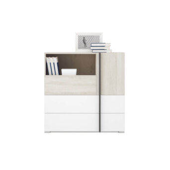 Komoda Remo RM8 - Dąb Wilton Biały / Biały Lux / Antracyt