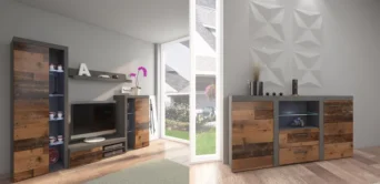 Meblościanka Rumba + Komoda Rumba - Old Wood Style / Matera - Lempert