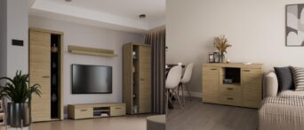 Meblościanka Rumba XL + Komoda Rumba - Dąb Olejowany - Lempert