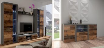 Meblościanka Rumba XL + Komoda Rumba - Old Wood Style / Matera - Lempert