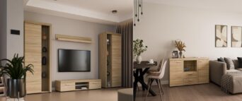 Meblościanka Rumba XL + Komoda Rumba - Dąb Sonoma - Lempert