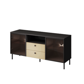 Komoda przeszklona z szufladami Kiss K-KOM1 - Strukturalne Złoto