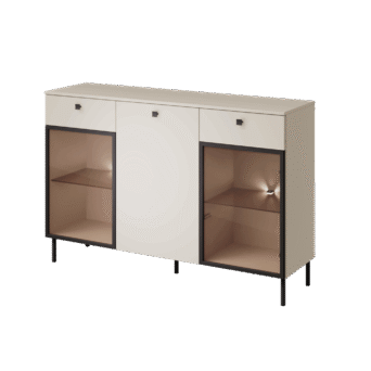 Komoda przeszklona z szufladami Kiss K-KOM2 - Elegancki Kaszmir