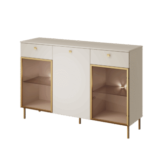 Komoda przeszklona z szufladami Kiss K-KOM2- Kaszmirowe Złoto