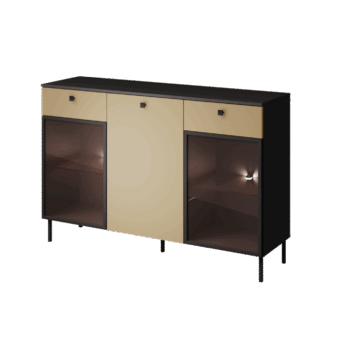 Komoda przeszklona z szufladami Kiss K-KOM2 - Strukturalne Złoto