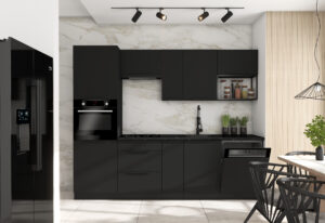 Meble Szafki Kuchenne Siena Czarne 260 cm + Blat - Lempert