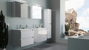 Meble łazienkowe Arco z umywalkami i lustrami - Biały Połysk