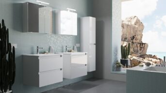 Meble łazienkowe Arco z umywalkami i lustrami - Biały Połysk