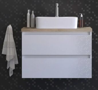 Szafka podumywalkowa 80cm Arco z blatem i umywalką - Biały Połysk