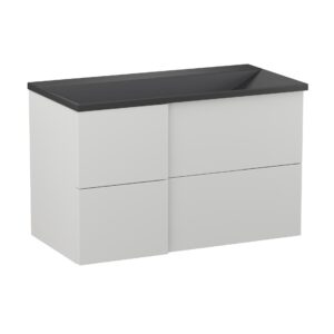 Szafka podumywalkowa 90cm Edge z umywalką kwarcową - Biało Szary Półmat