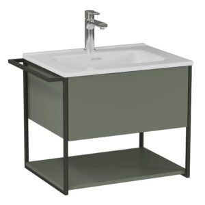 Szafka podumywalkowa Lov 60 cm z umywalką ceramiczną - Zielony Półmat