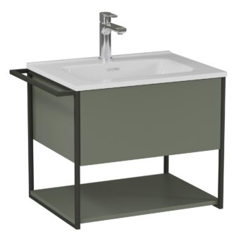 Szafka podumywalkowa Lov 60 cm z umywalką ceramiczną - Zielony Półmat