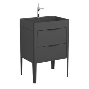 Szafka podumywalkowa 60cm Vibe z umywalką kwarcową - Czarny Mat