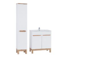 Zestaw meblowy Bali z umywalką i szafką wysoką 804 FSC - SET-BW LAVA 80 CM - White