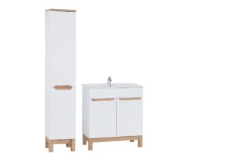 Zestaw meblowy Bali z umywalką i szafką wysoką 804 FSC - SET-BW LAVA 80 CM - White