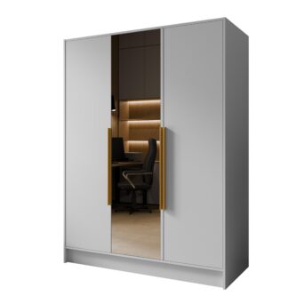 Szafa Lusso 150 cm z lustrem - Biały / Uchwyty Złote