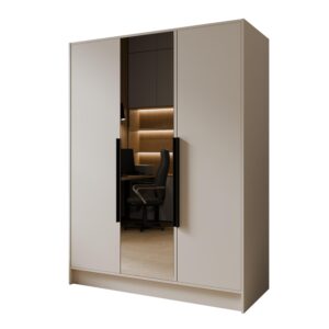 Szafa Lusso 150 cm z lustrem - Kaszmir / Uchwyty Czarne