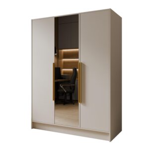 Szafa Lusso 150 cm z lustrem - Kaszmir / Uchwyty Złote