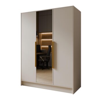 Szafa Lusso 150 cm z lustrem - Kaszmir / Uchwyty Złote