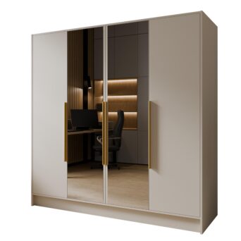 Szafa Lusso 200 cm z lustrami - Kaszmir / Uchwyty Złote