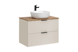 Zestaw meblowy Adel 80 cm z blatem, umywalką nablatową Smile - SET-ADC B WOTAN 80 CM SMILE 40 - Kaszmir