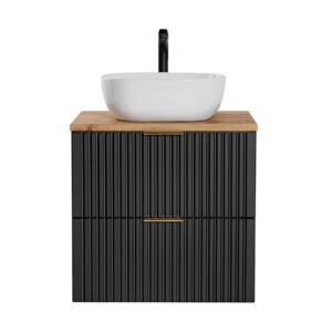 Zestaw meblowy 60 cm z umywalką nablatową - Adel Black - SET ADB B 60 CM WOTAN UN.6252 - Czarny