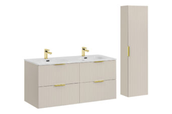Zestaw meblowy Adel 120 cm z umywalką meblową SKY i szafką wysoką - SET-ADC 120 CM HIGH CABINET - Kaszmir