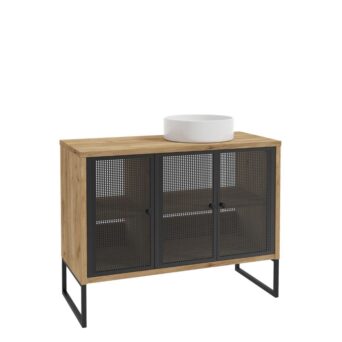 Szafka podumywalkowa Fiora D100 - Czarny Metal / Dąb Złoty