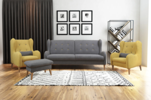 Zestaw Wersalka Lahti + 2 fotele Drewniane Nóżki