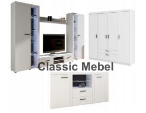 Zestaw Do Salonu Meblościanka Rumba XL + Szafa Elena 4D + Komoda Rumba Biały