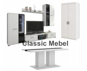 Zestaw Do Salonu Meblościanka Salsa + Szafa Elena 2D + Ława Boston Biały