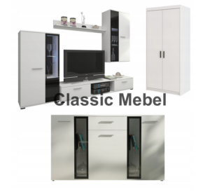 Zestaw Do Salonu Meblościanka Salsa + Szafa Elena 2D + Komoda Salsa Biały