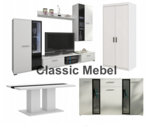 Zestaw Do Salonu Meblościanka Salsa + Szafa Elena 2D + Komoda Salsa + Ława Boston Biały