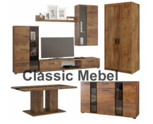 Zestaw Do Salonu Meblościanka Salsa + Szafa Elena 2D + Komoda Salsa + Ława Boston Dąb Lefkas