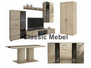 Zestaw Do Salonu Meblościanka Salsa + Szafa Elena 2D + Komoda Salsa + Ława Boston Dąb Sonoma