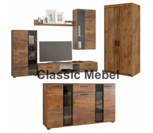 Zestaw Do Salonu Meblościanka Salsa + Szafa Elena 2D + Komoda Salsa Dąb Lefkas