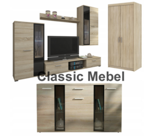 Zestaw Do Salonu Meblościanka Salsa + Szafa Elena 2D + Komoda Salsa Dąb Sonoma