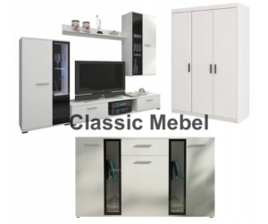 Zestaw Do Salonu Meblościanka Salsa + Szafa Elena 3D + Komoda Salsa Biały