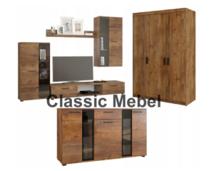 Zestaw Do Salonu Meblościanka Salsa + Szafa Elena 3D + Komoda Salsa Dąb Lefkas