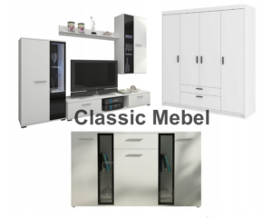 Zestaw Do Salonu Meblościanka Salsa + Szafa Elena 4D + Komoda Salsa Biały