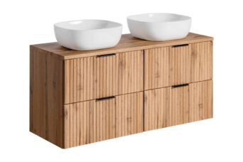 Zestaw meblowy Adel 120 cm z blatem i 2 umywalkami nablatowymi Smile - SET-ADO B 120 CM SMILE 40 - Dąb Wotan