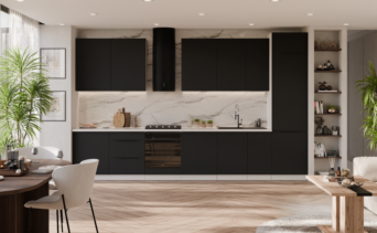 Meble Kuchenne Aria - Czarne/Białe + Blat