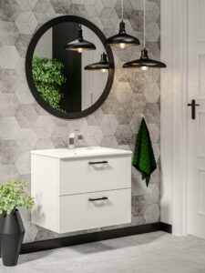 Szafka Luna 60 cm Z Umywalką - Biały Mat/Biały